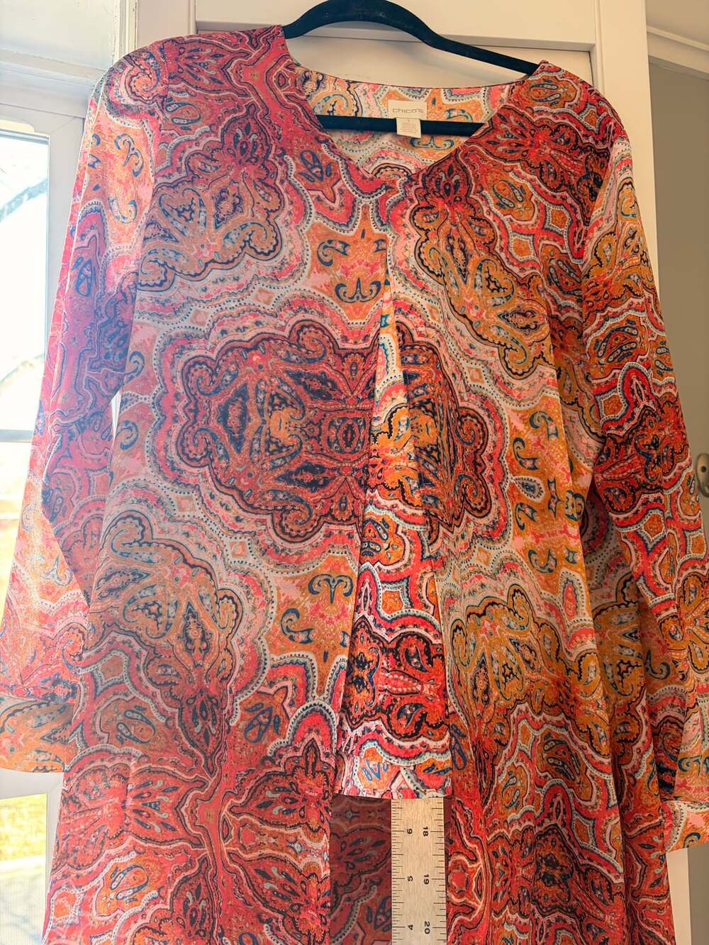 Coral Paisley Floral Double Layer Long Western Festival Tunic Sz 1 (M/8-10)